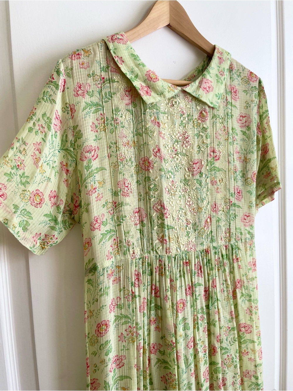 Vintage April Cornell Babydoll Dress Floral Collar Sz M Cottagecore Prairie - Picture 3 of 6